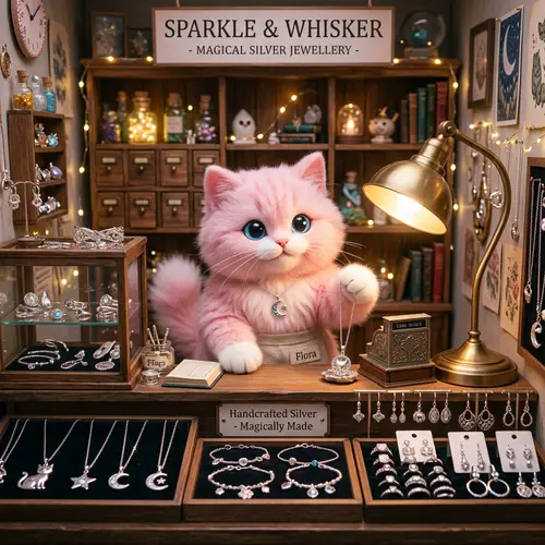 Pink Cat Selling Silver Jewelry - Unique Designs