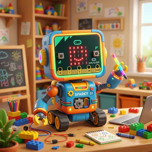 Animated Kid's Robot with Microbit Face