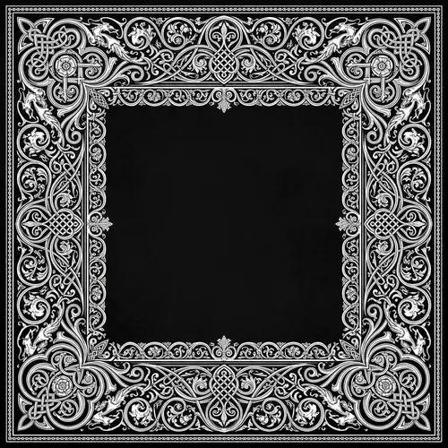 Medieval Style White Border on Black Background