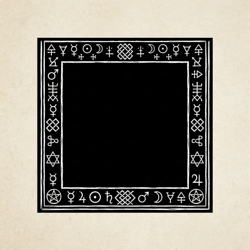 Black Square with White Narrow Medieval Border