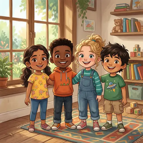 Diverse Animated Children in Joyful Expression