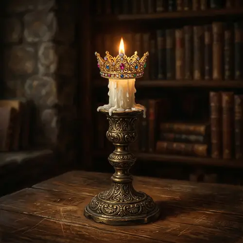 Majestic Candlestick with Golden Crown | Antique Decor