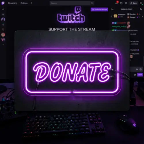 Neon Purple Donate Button - Engaging Twitch Donation Button