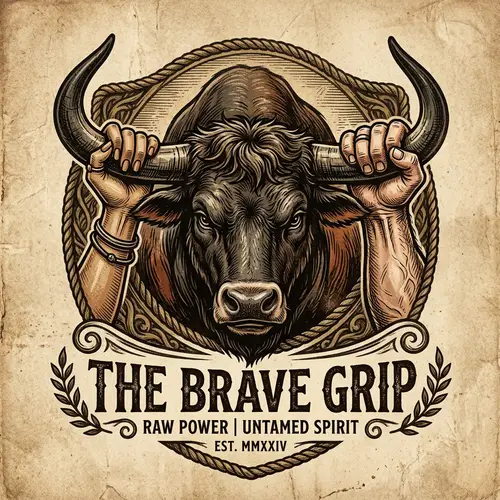 Hands Holding Bull's Horns Logo Design