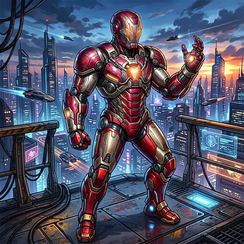 Futuristic Red and Gold Superhero Suit | Technological Design