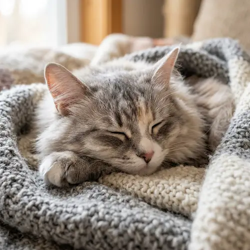 Sleepy Fluffy Cat Profile Picture | Cozy & Tranquil Feline Image