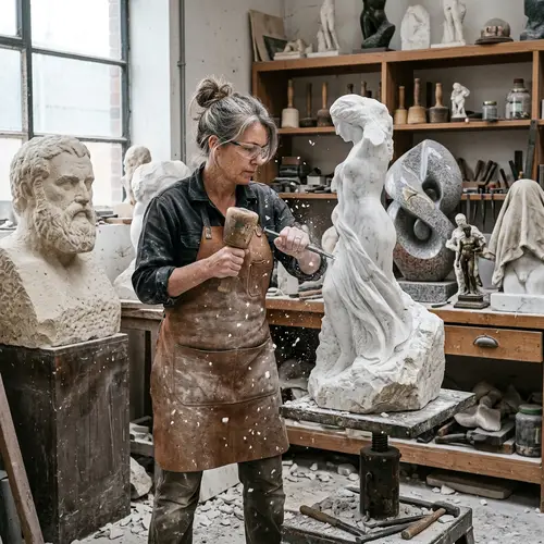 Master Sculptor Crafting Stone Sculptures | Artisan at Work