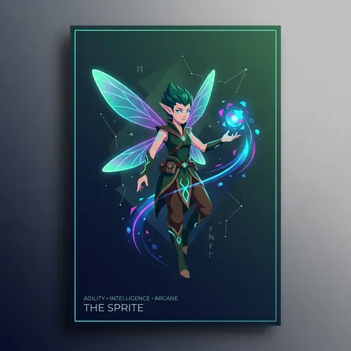 Minimalist Style Dota 2 Poster with Puck Hero