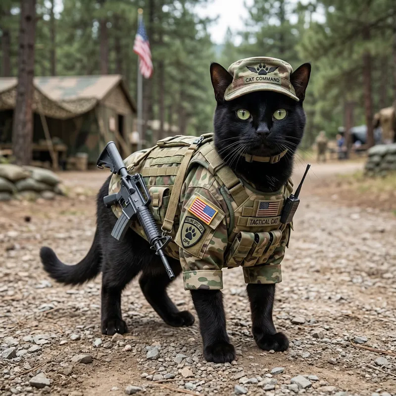 Feline Soldier: Cat in Combat Gear