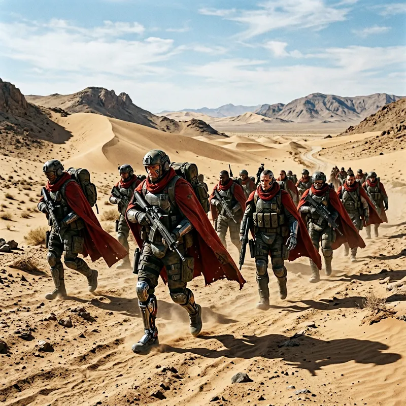 Epic Sci-Fi Soldiers in Warhammer 40K Desert Battle