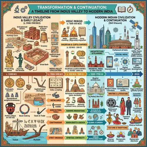 Indus Valley Civilization to Modern Indian Civilization Timeline