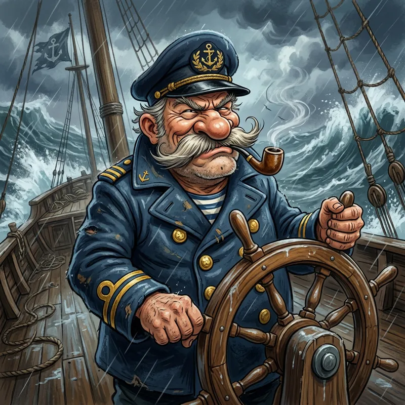 Humorous Boat Captain Caricature Art