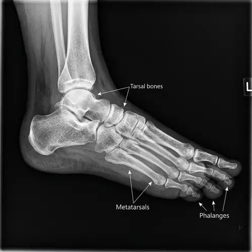 Human Foot X-ray: Anatomical Revealing of Bones and Joints