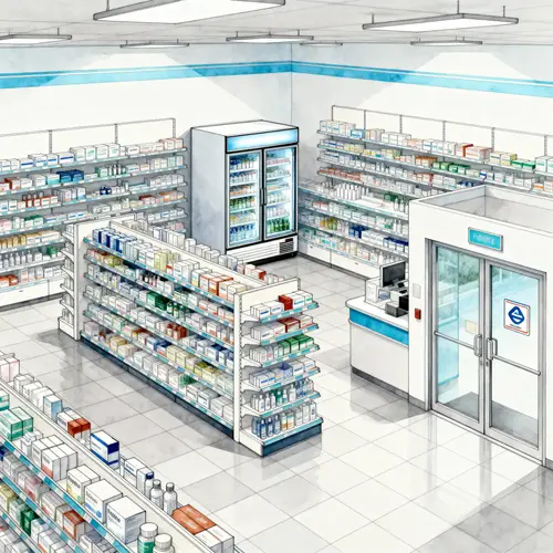 Isometric Drawing of a Pharmacy Interior