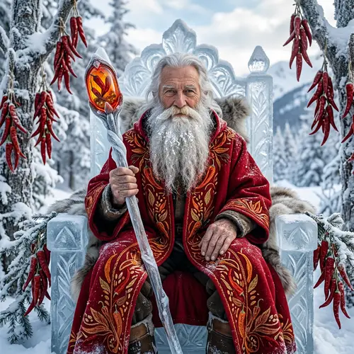 Ice and Spice Elder: Snow-White Beard & Spicy-Red Cloak