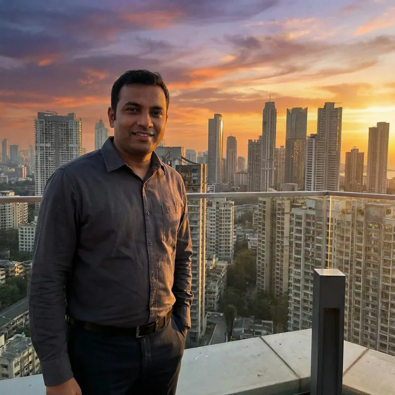 Stylish Man Admiring Sunset Over Cityscape