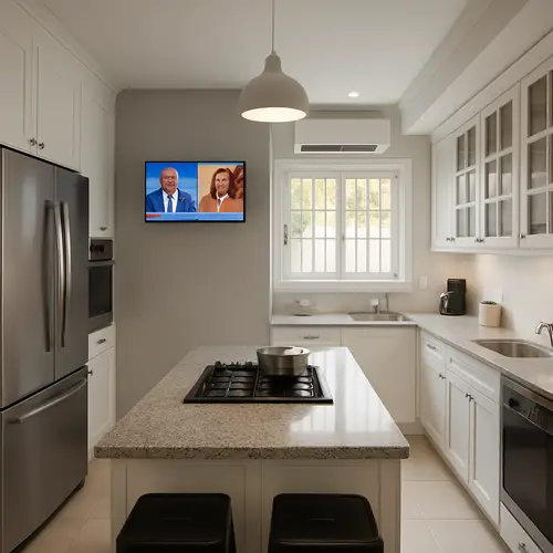 Stylish White Furniture: Cooktop & Built-in Oven Island