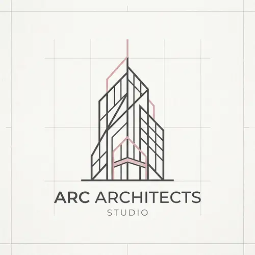 Modern Architectural Logo Design with Subtle Pink Accents