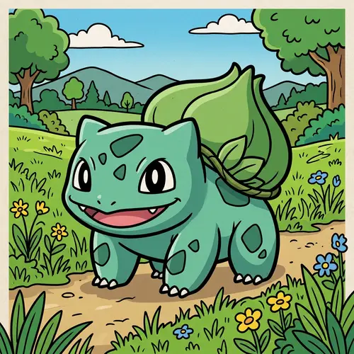 Bulbasaur Line Art: Friendly Pokemon Illustration