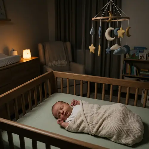 Peaceful Sleeping Infant in Cozy Crib | Calm Bedtime Scene