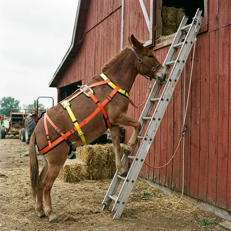 Safety Harness for Mules Climbing Ladders