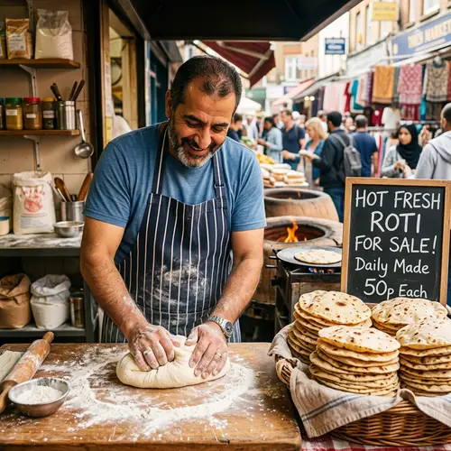 Passionate Middle-Eastern Man Making Roti | Hot Fresh Roti For Sale