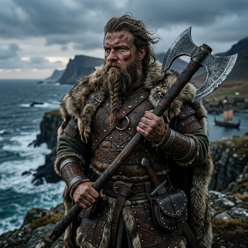 Robust Viking Barbarian with Axe - Mercenary Warrior Portrait