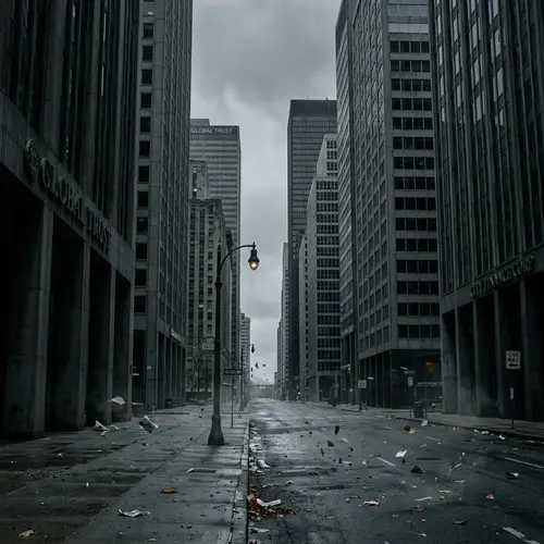 Dreary Business District: Melancholy Cityscape