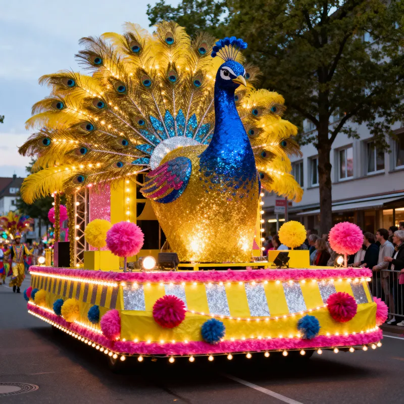 Peacock-Themed Carnival Float Design Ideas