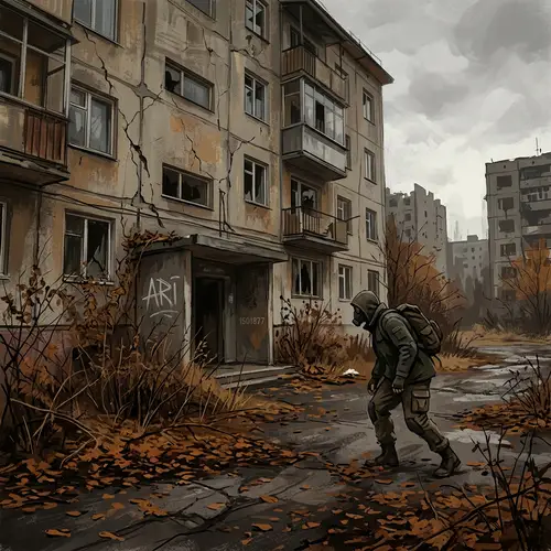 Digital Art of an Abandoned House in Autumn