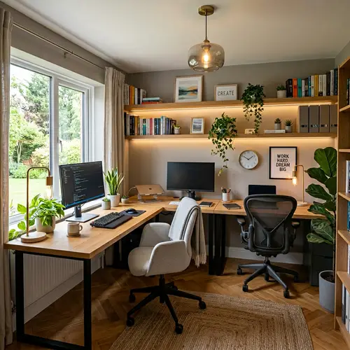 Stylish Home Office Design with L-Shaped Desk