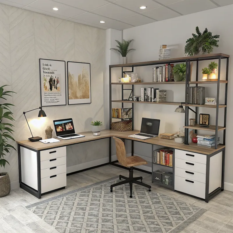Stylish Home Office Design with L-Shaped Desk
