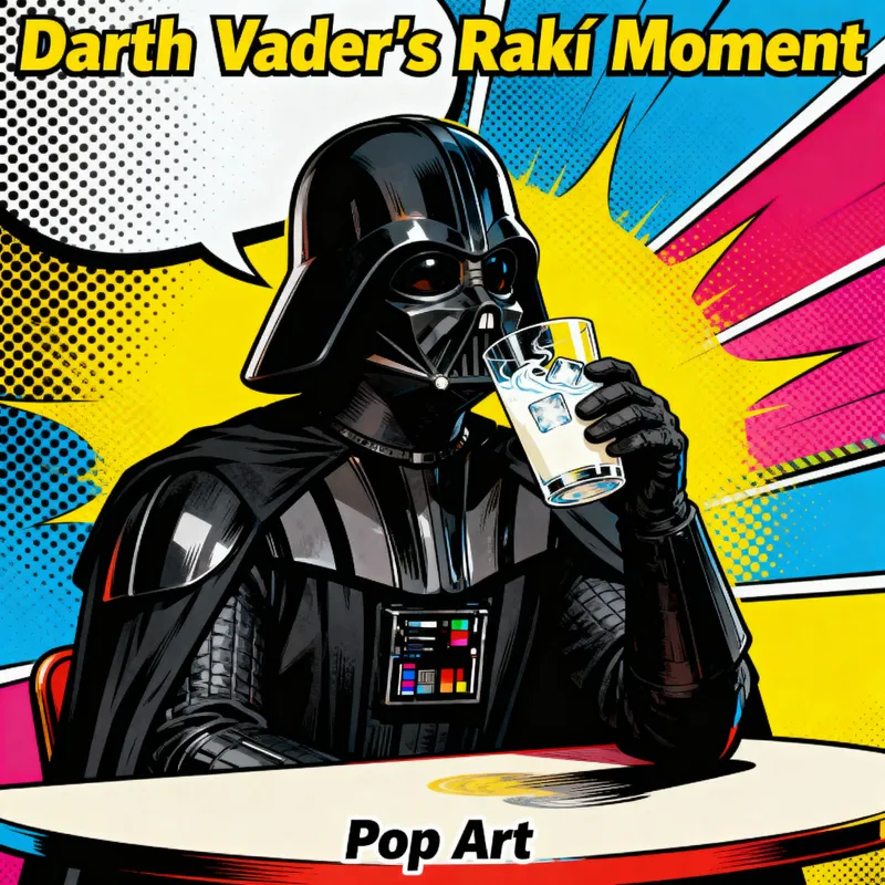 Darth Vader Enjoys Raky in Pop Art Style