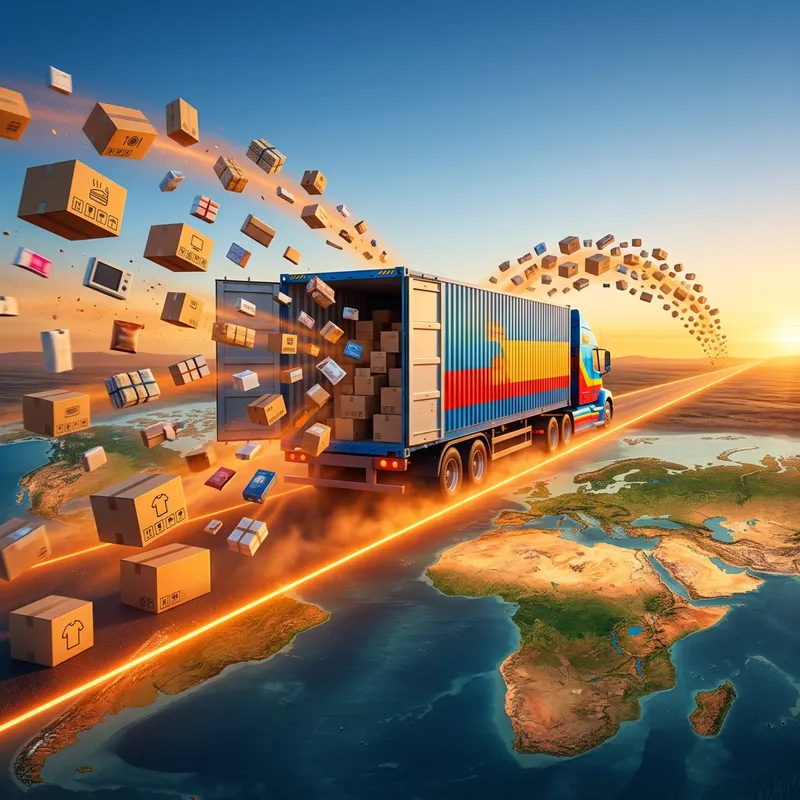 Dynamic Global Logistics Network Crossing Equator | Unbranded Goods Distribution