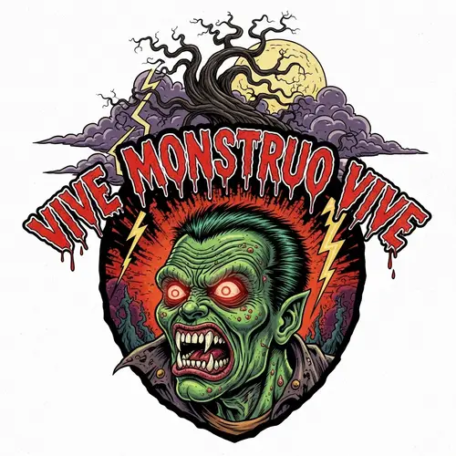 VIVE MONSTRUO VIVE Logo Design - Comic Style