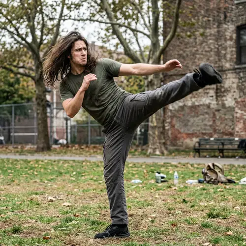 Dynamic Warrior Spinning Kick Art