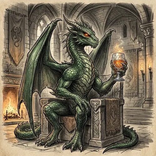 Regal Dragon Sketch: An Enigmatic Scene