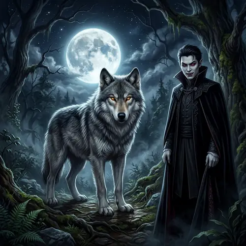 Mystical Wolf and East Asian Vampire Encounter
