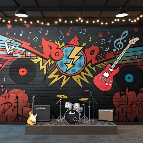 Rock and Roll Concert Stage Graffiti Art