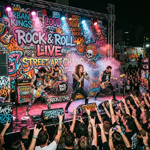Rock and Roll Concert Stage Graffiti Art