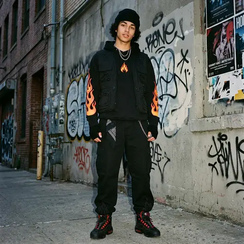 Streetwear Gang Apparel with Flame Design