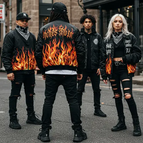 Streetwear Gang Apparel with Flame Design