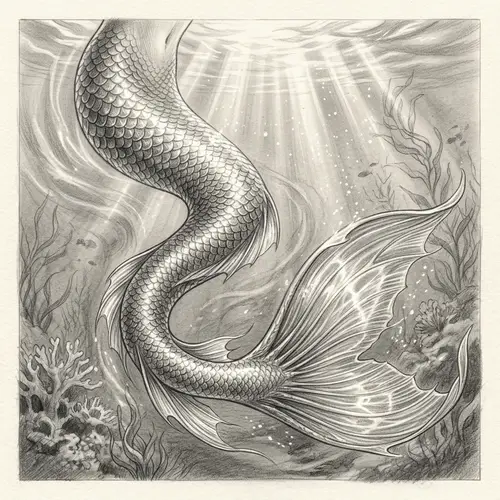 Detailed Mermaid Tail Pencil Drawing for Art Lovers
