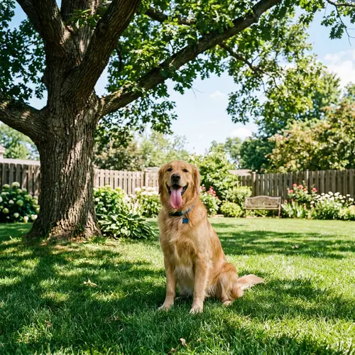 Lively Dog Enjoying Sunny Day in Vibrant Backyard | Website