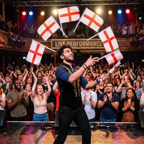 Talented Juggler in High-Energy Performance | English Flags Juggling