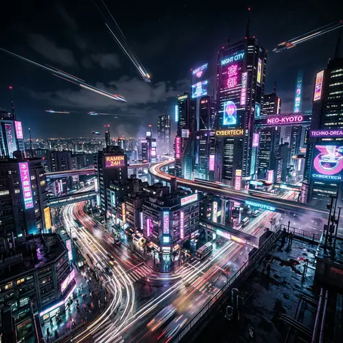 Futuristic Cyberpunk Cityscape Night Photography