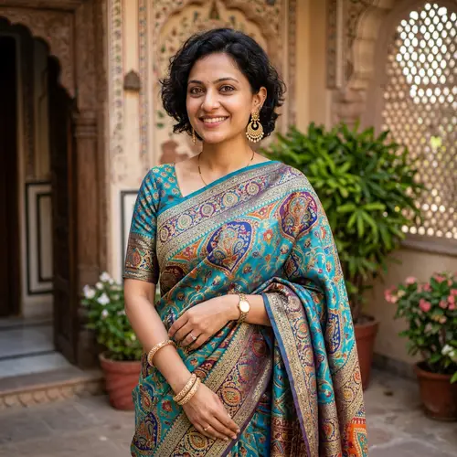 Sanskruti Balgude in Colorful Sari - Elegant Fashion