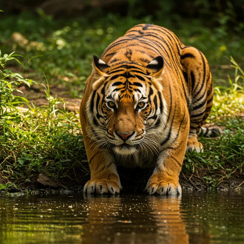 Bengal Tiger by Stream: Capturing Wildlife's Essence
