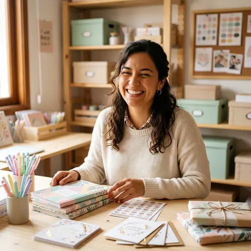 Inspiring Latina Entrepreneur in Her Creative Workspace
