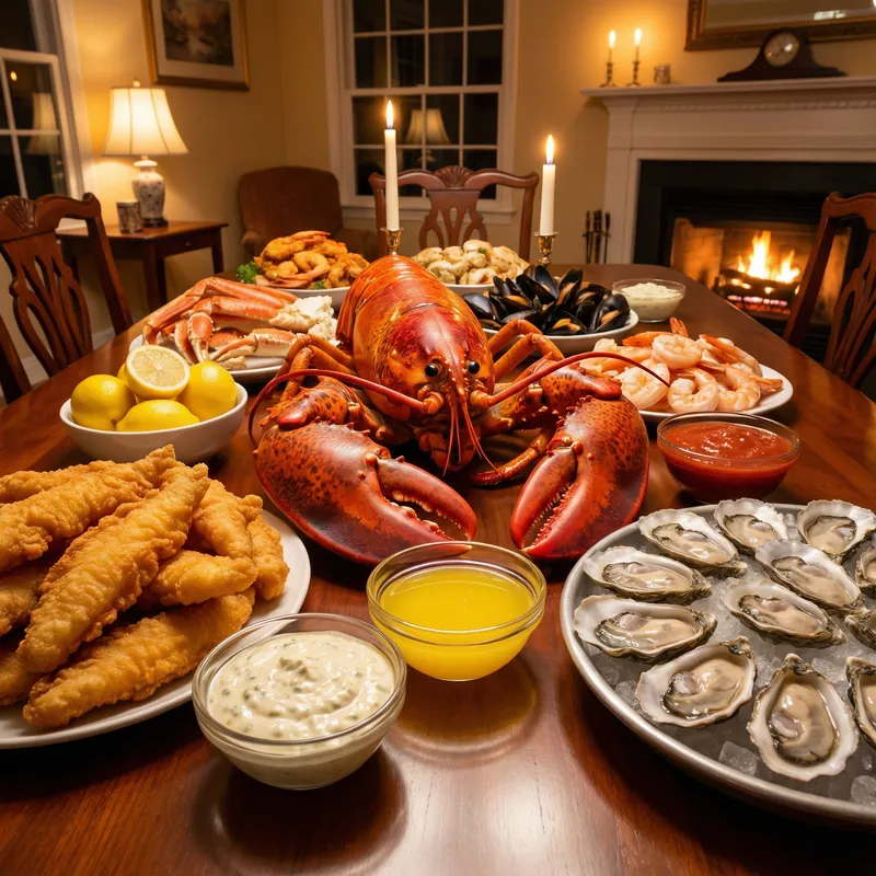 Sumptuous Seafood Spread on Elegant Table